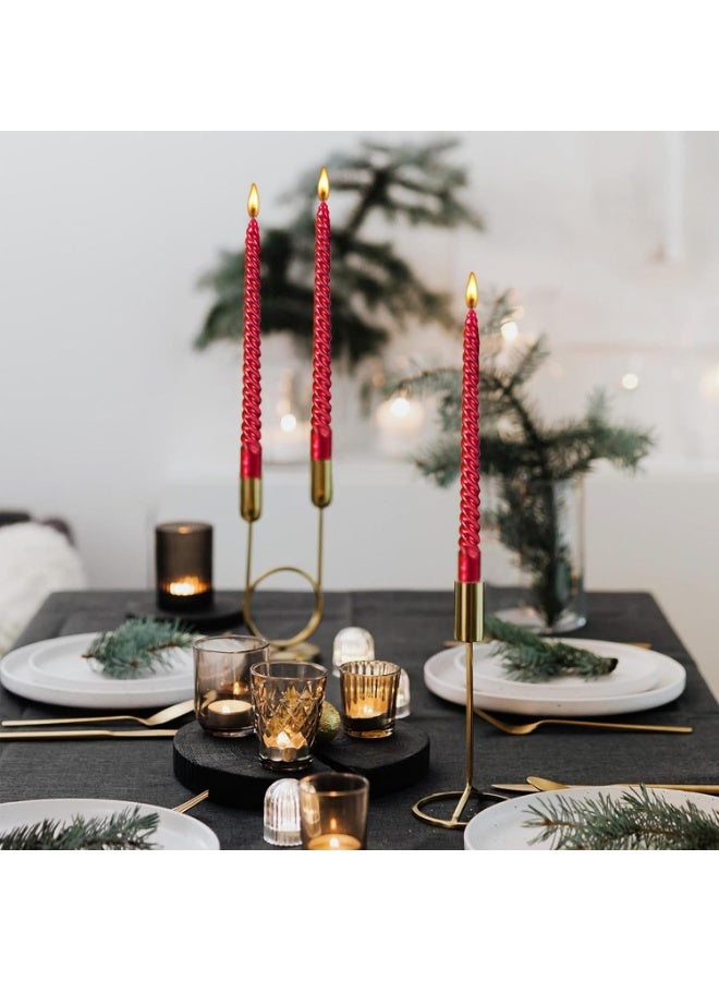 10-inch conical spiral candles, 4-piece conical candle set, 8 hours, smokeless, long candles, tall candlestick, family dinner, party, wedding (4 candles, red, 25 cm) - Image 4